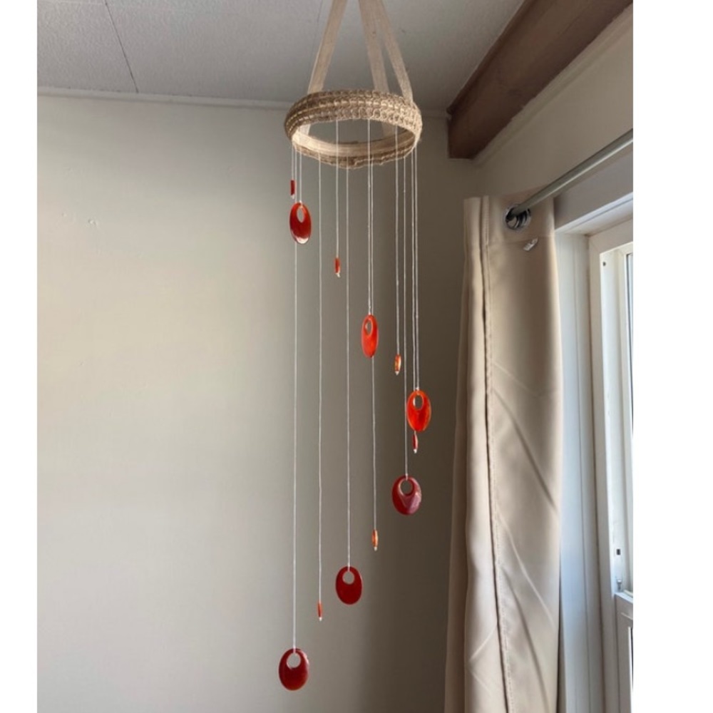 Orange rust stones boho decor mobile